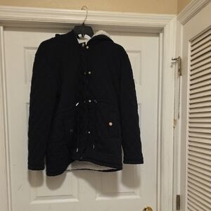 Men's Quilted Black Hooded Jacket